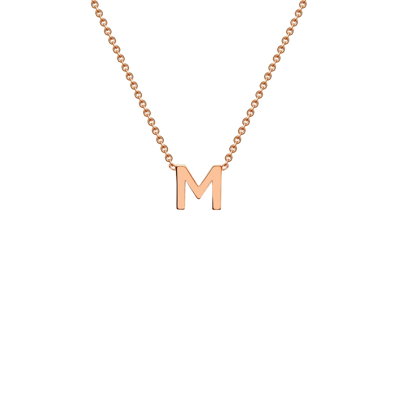 9K Gold Initial Adjustable Letter Necklace 38-43cm — M, 9kt Rose Gold
