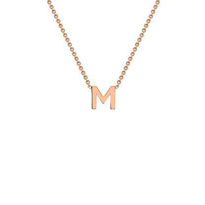 9K Gold Initial Adjustable Letter Necklace 38-43cm — M, 9kt Rose Gold
