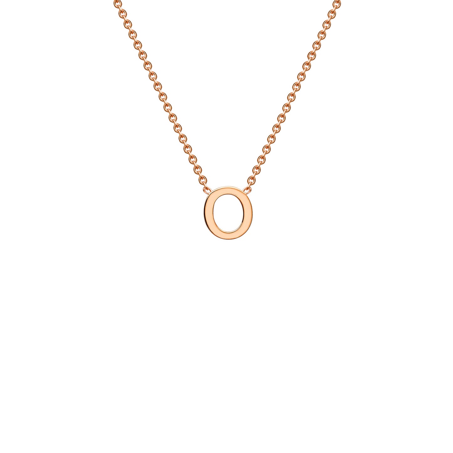 9K Rose Gold 'O' Initial Adjustable Letter Necklace 38/43cm