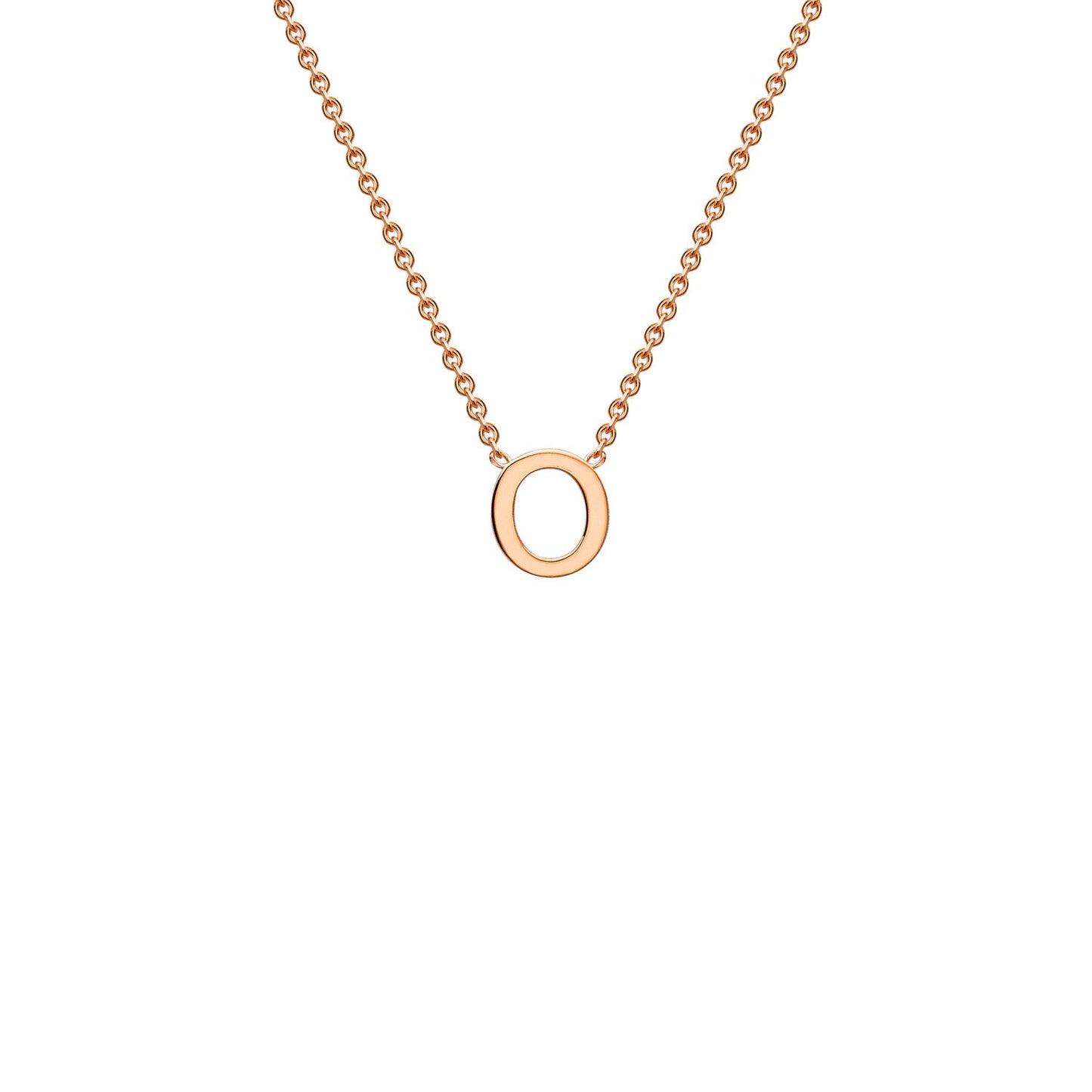 9K Gold Initial Adjustable Letter Necklace 38-43cm — O, 9kt Rose Gold