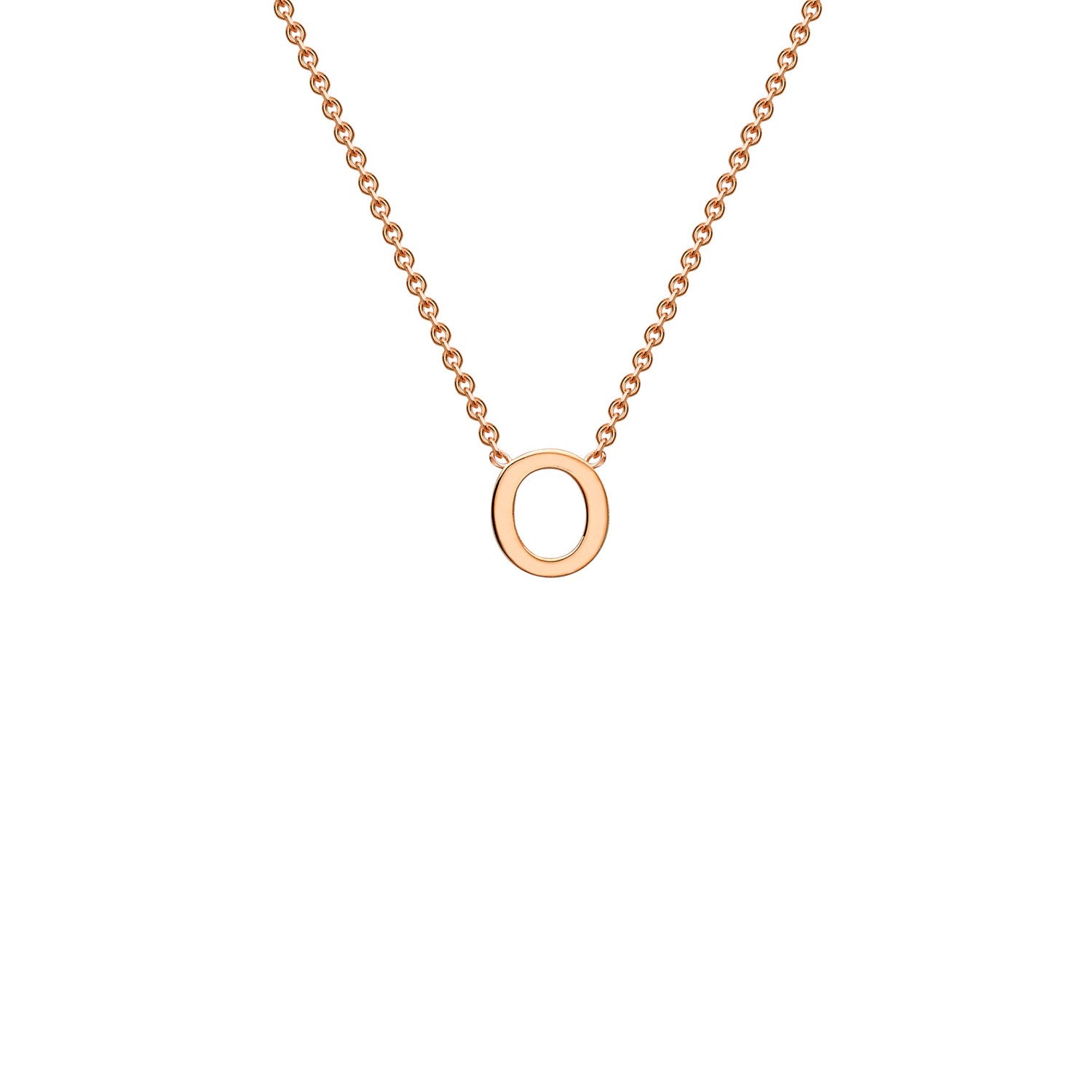 9K Gold Initial Adjustable Letter Necklace 38-43cm — O, 9kt Rose Gold