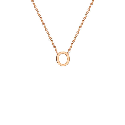 9K Gold Initial Adjustable Letter Necklace 38-43cm — O, 9kt Rose Gold