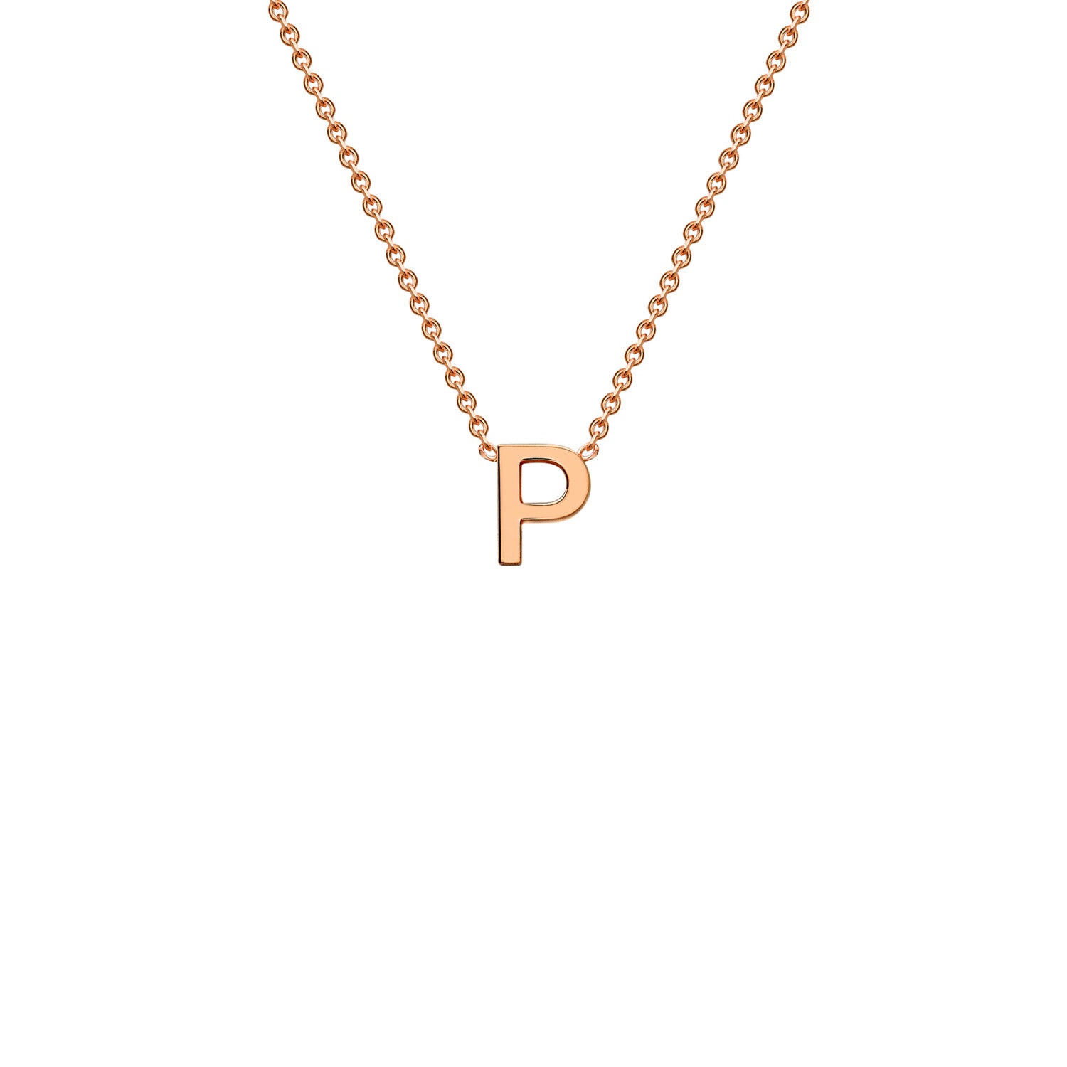 9K Rose Gold 'P' Initial Adjustable Letter Necklace 38/43cm