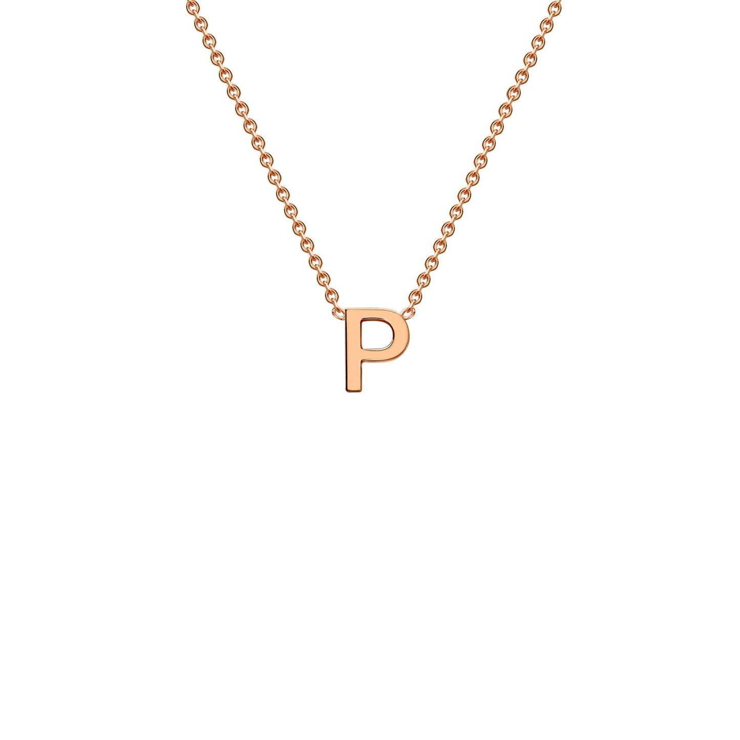 9K Gold Initial Adjustable Letter Necklace 38-43cm — P, 9kt Rose Gold