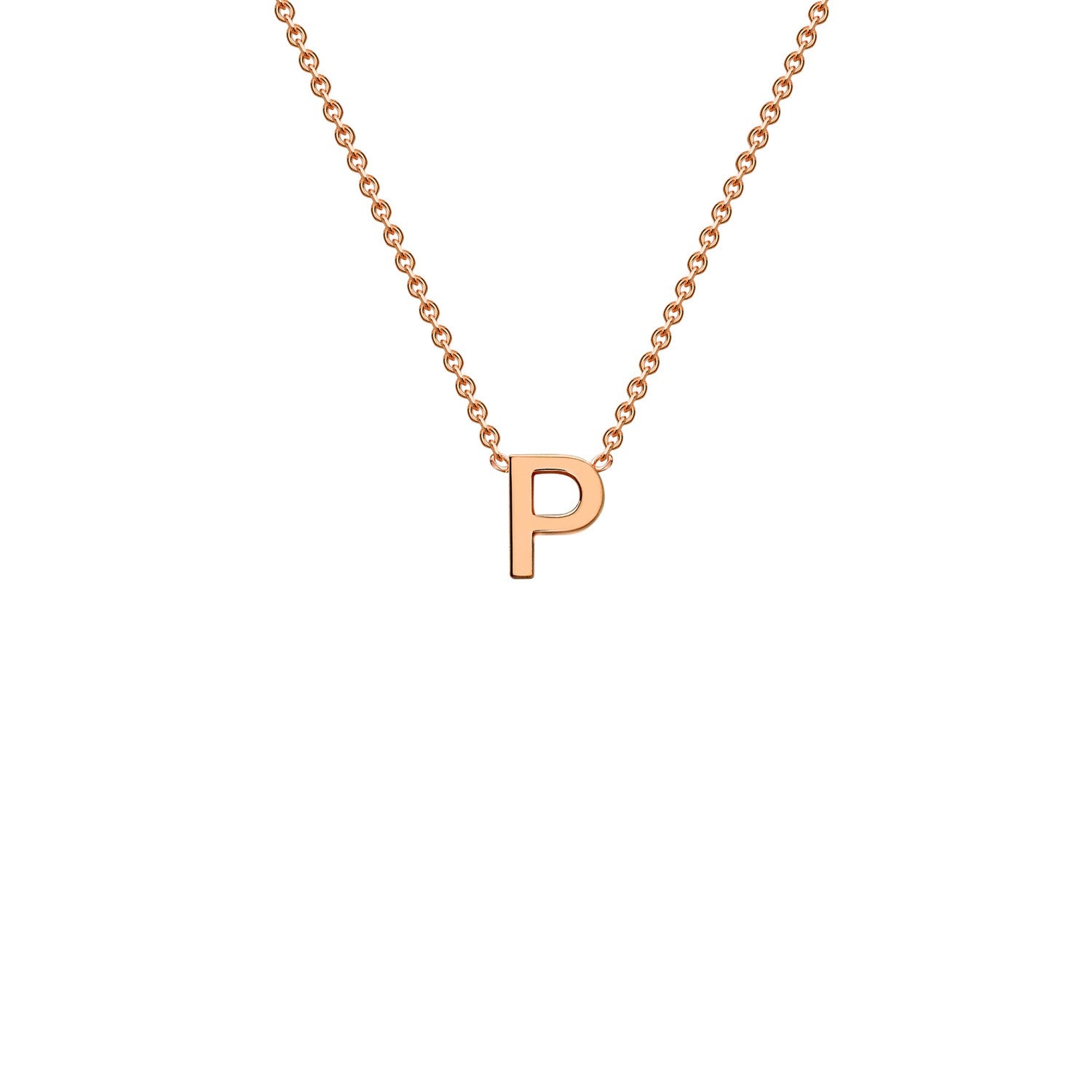 9K Gold Initial Adjustable Letter Necklace 38-43cm — P, 9kt Rose Gold