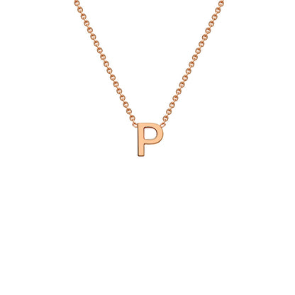 9K Gold Initial Adjustable Letter Necklace 38-43cm — P, 9kt Rose Gold