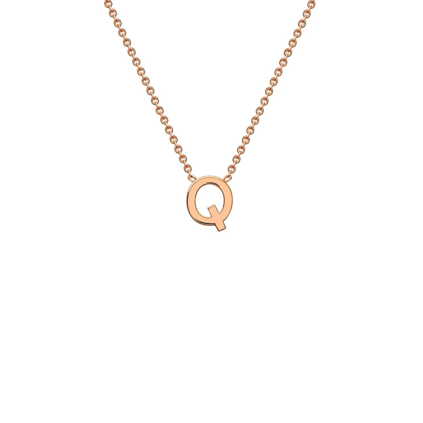 9K Gold Initial Adjustable Letter Necklace 38-43cm — Q, 9kt Rose Gold