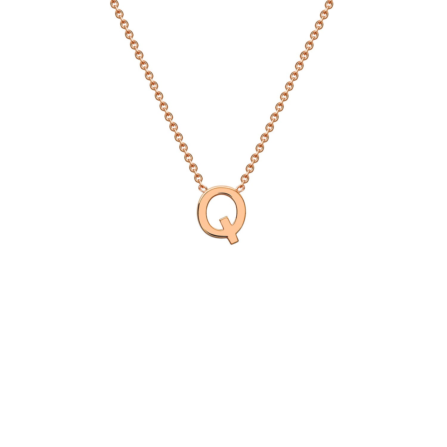 9K Gold Initial Adjustable Letter Necklace 38-43cm — Q, 9kt Rose Gold