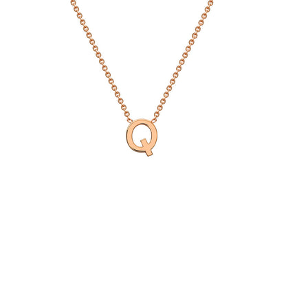 9K Gold Initial Adjustable Letter Necklace 38-43cm — Q, 9kt Rose Gold