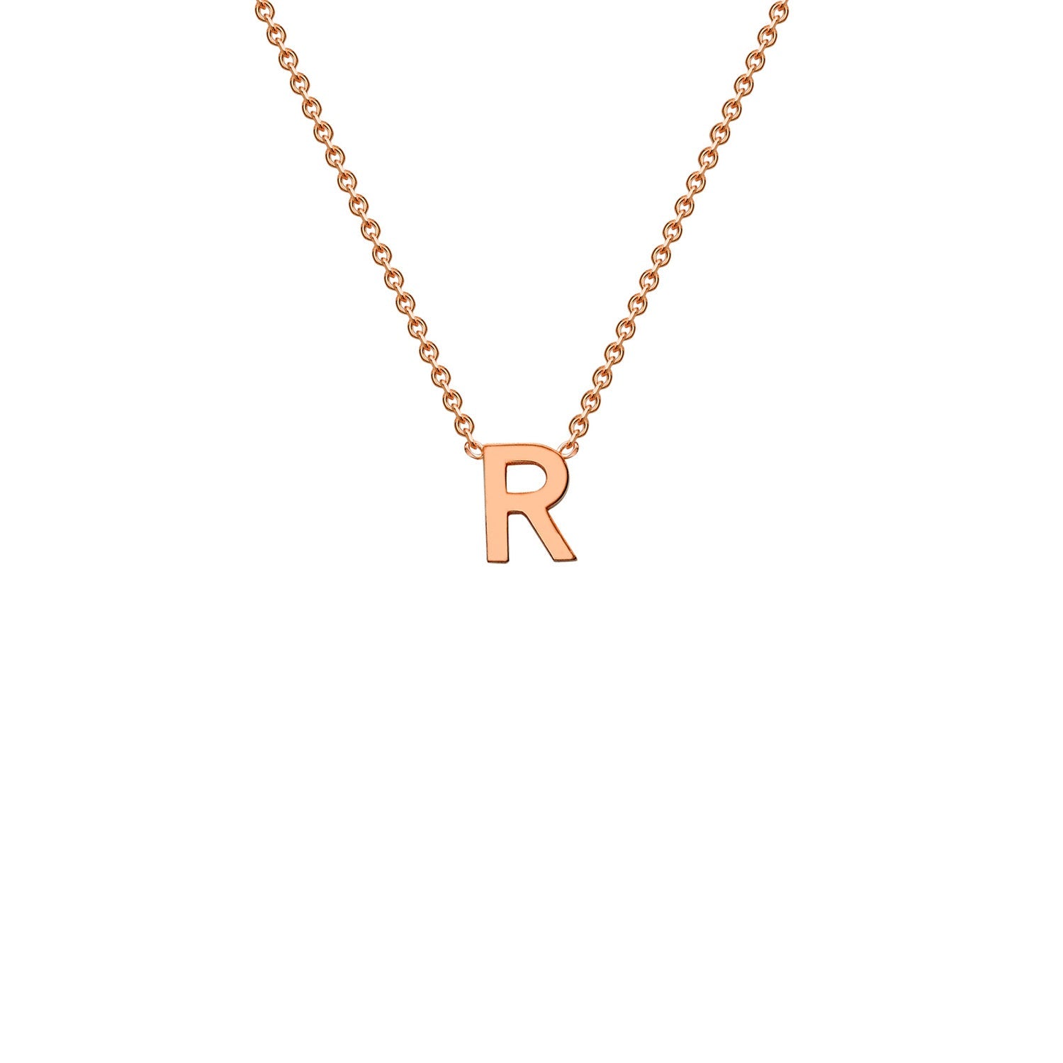 9K Gold Initial Adjustable Letter Necklace 38-43cm — R, 9kt Rose Gold