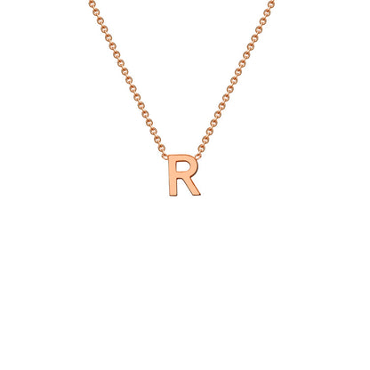 9K Gold Initial Adjustable Letter Necklace 38-43cm — R, 9kt Rose Gold