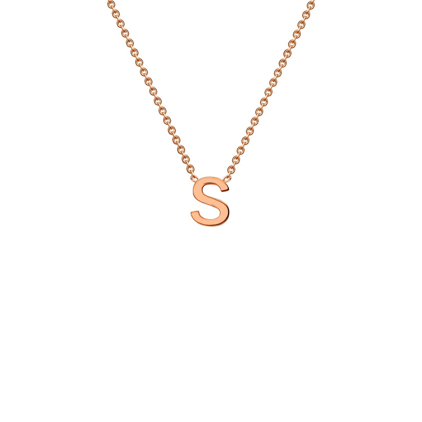 9K Gold Initial Adjustable Letter Necklace 38-43cm — S, 9kt Rose Gold