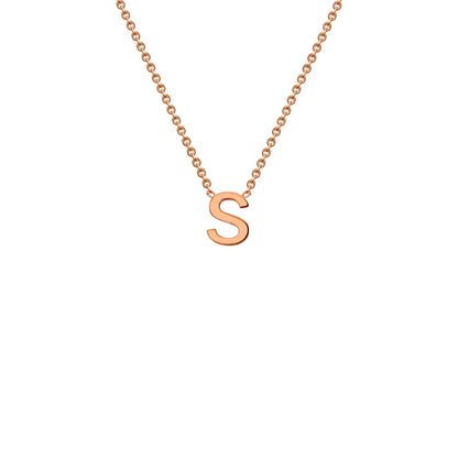 9K Gold Initial Adjustable Letter Necklace 38-43cm — S, 9kt Rose Gold