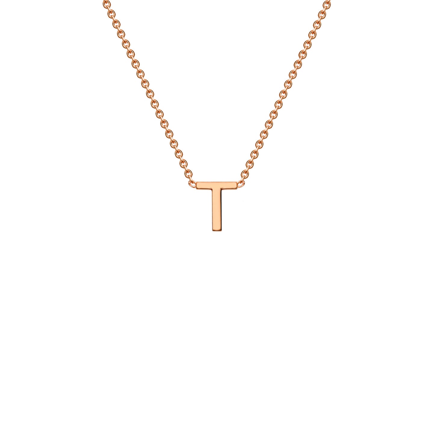 9K Rose Gold 'T' Initial Adjustable Letter Necklace 38/43cm