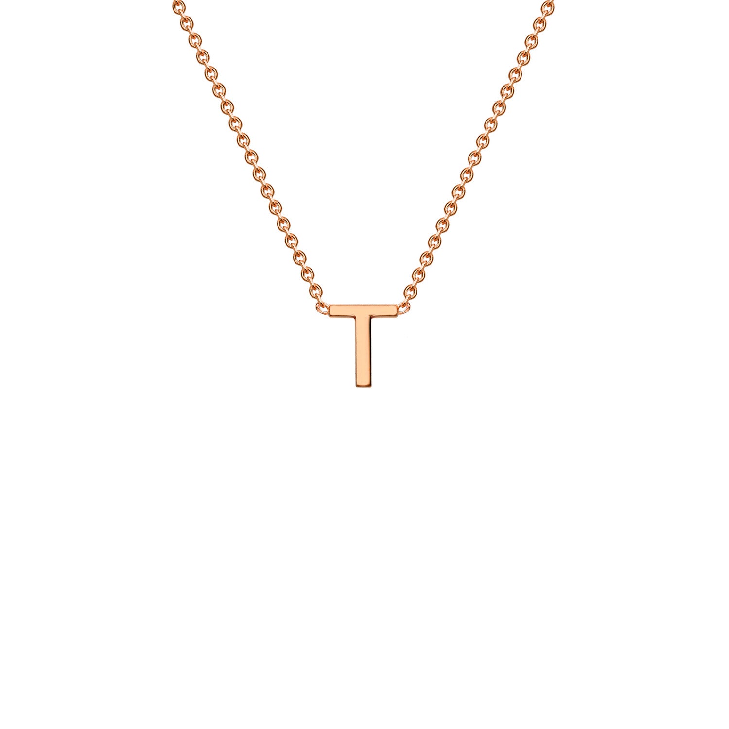 9K Rose Gold 'T' Initial Adjustable Letter Necklace 38/43cm