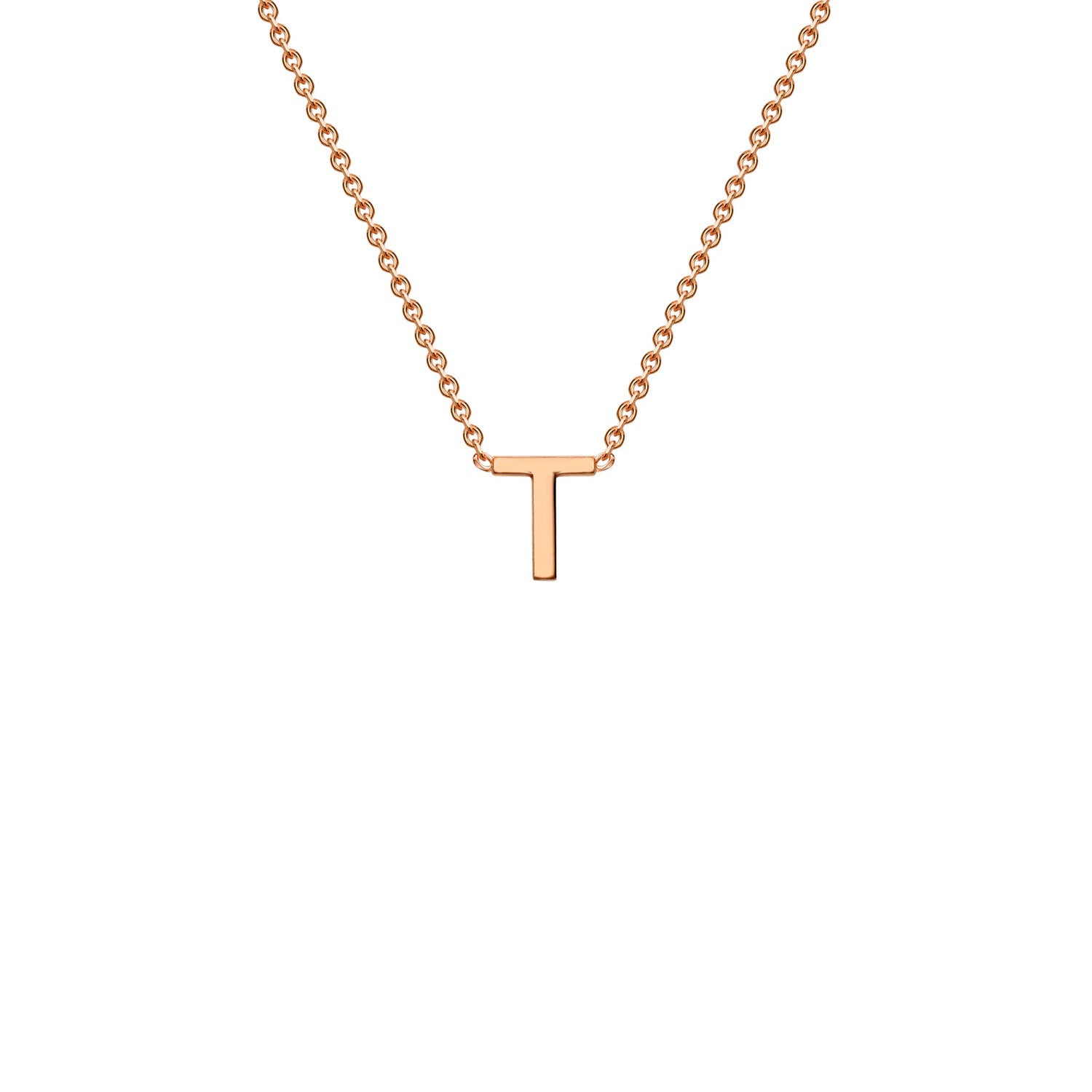 9K Gold Initial Adjustable Letter Necklace 38-43cm — T, 9kt Rose Gold