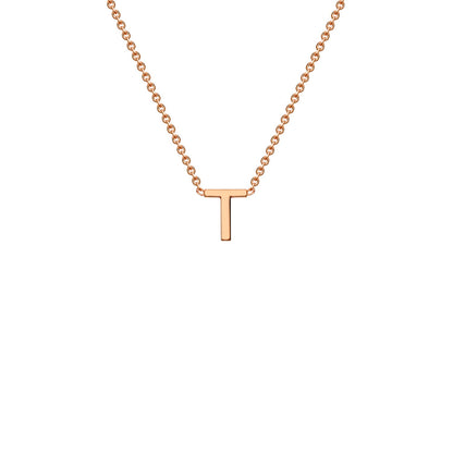 9K Gold Initial Adjustable Letter Necklace 38-43cm — T, 9kt Rose Gold