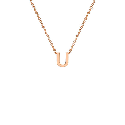 9K Gold Initial Adjustable Letter Necklace 38-43cm — U, 9kt Rose Gold