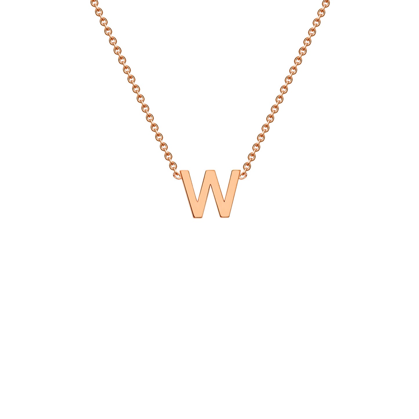 9K Rose Gold 'W' Initial Adjustable Letter Necklace 38/43cm