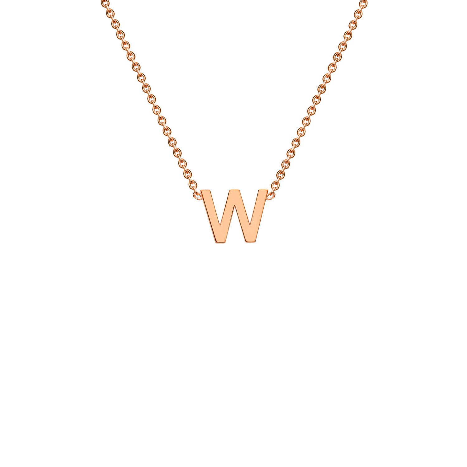 9K Rose Gold 'W' Initial Adjustable Letter Necklace 38/43cm