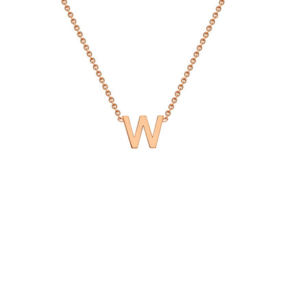 9K Gold Initial Adjustable Letter Necklace 38-43cm — W, 9kt Rose Gold