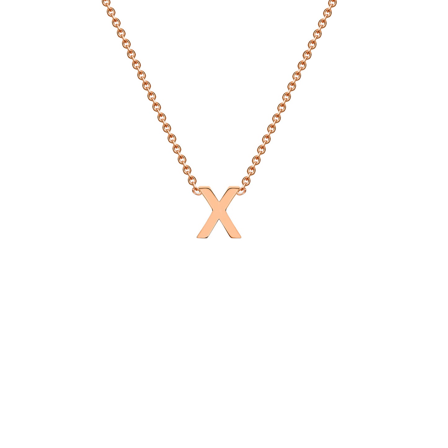 9K Rose Gold 'X' Initial Adjustable Letter Necklace 38/43cm