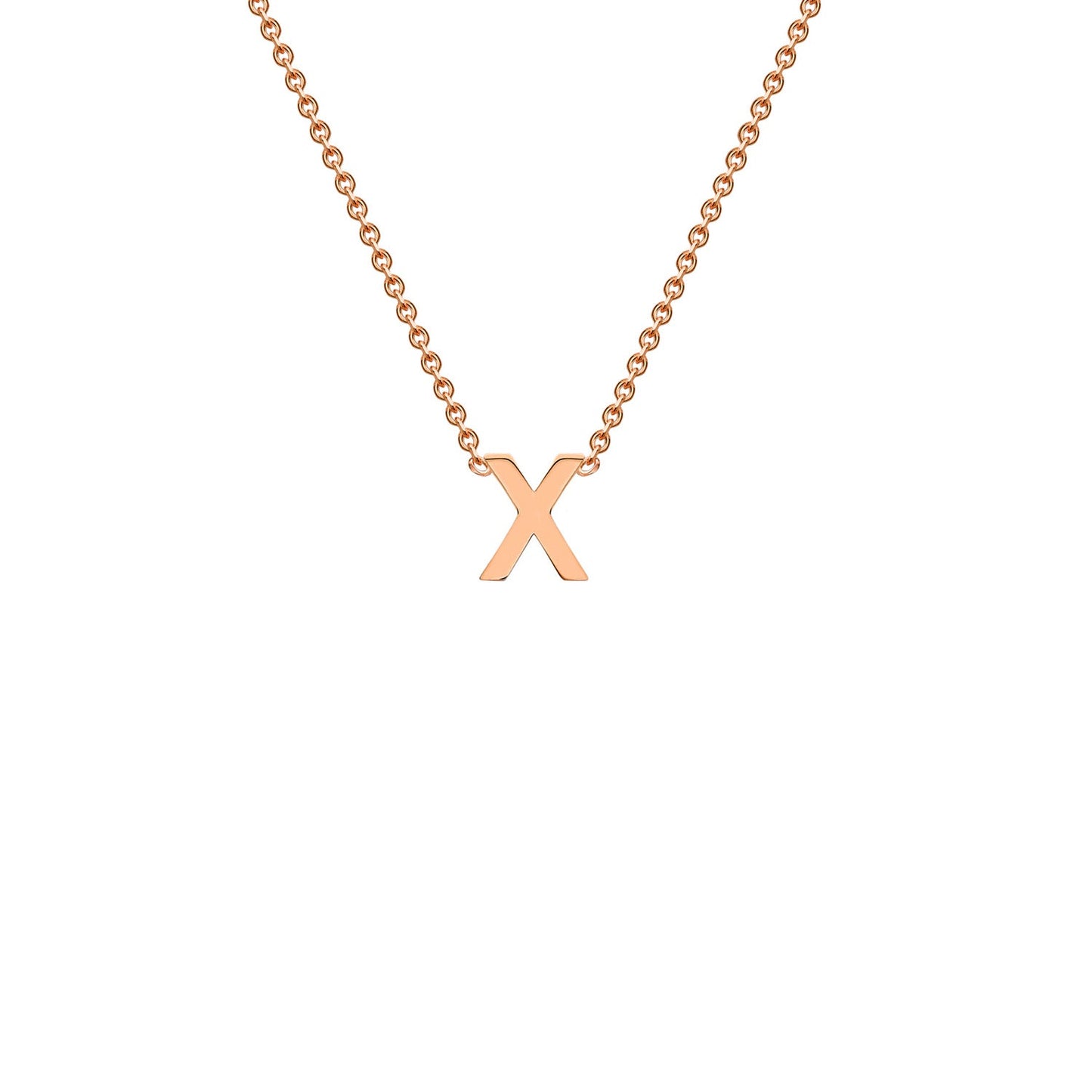 9K Gold Initial Adjustable Letter Necklace 38-43cm — X, 9kt Rose Gold