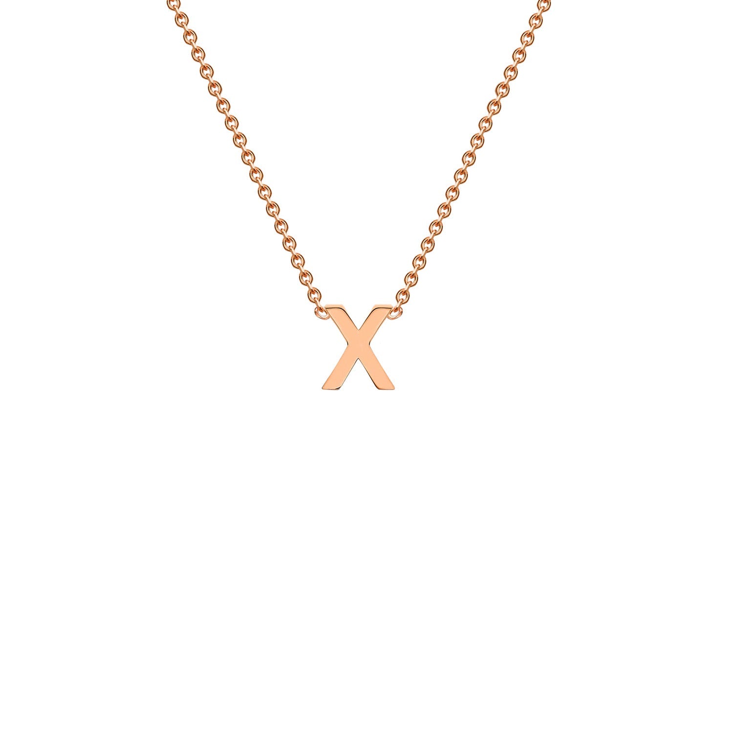 9K Gold Initial Adjustable Letter Necklace 38-43cm — X, 9kt Rose Gold