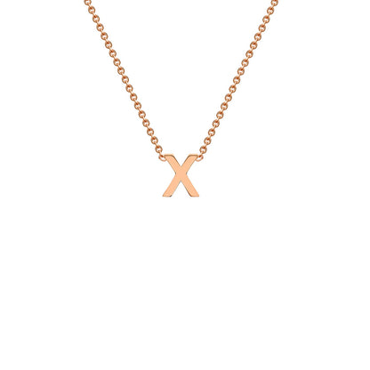 9K Gold Initial Adjustable Letter Necklace 38-43cm — X, 9kt Rose Gold