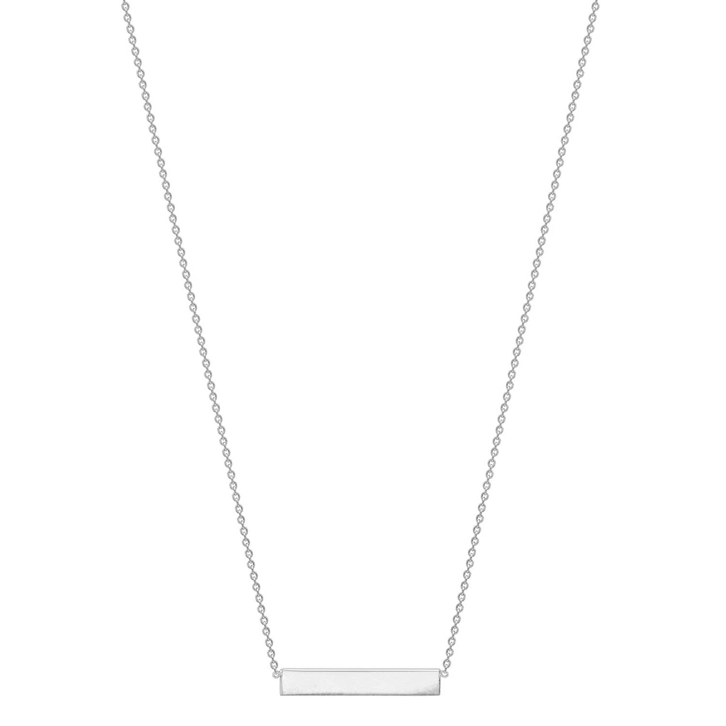 9K White Gold Solid Horizontal Bar Necklace 41+2cm
