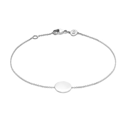 9K White Gold 10mm Disc Adjustable Bracelet 18cm-19cm