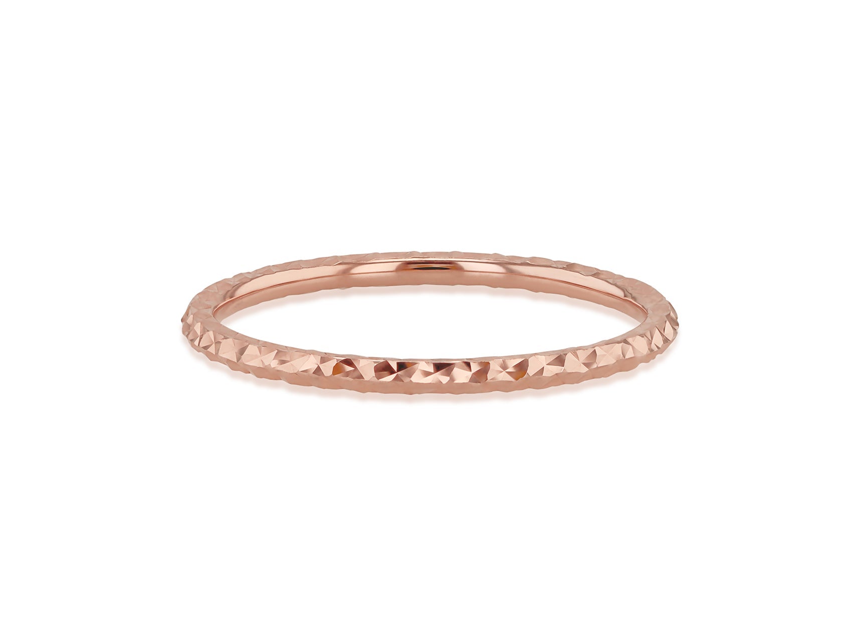 9K Rose Gold Solid Diamond-Cut Stacker Ring