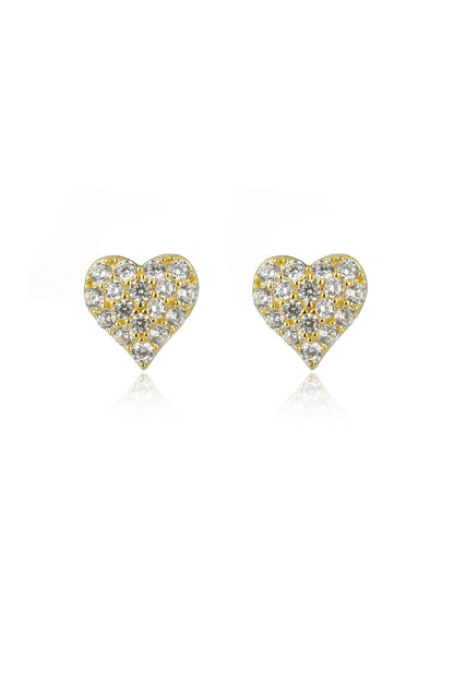 SWEETHEART SPARKLY HEART STUDS GOLD