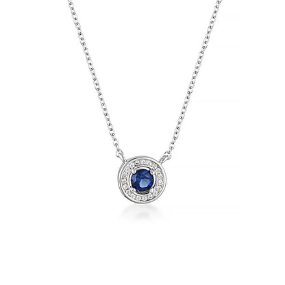 MILESTONE SAP BLUE ZIRCONIA HALO PENDANT IN SILVER