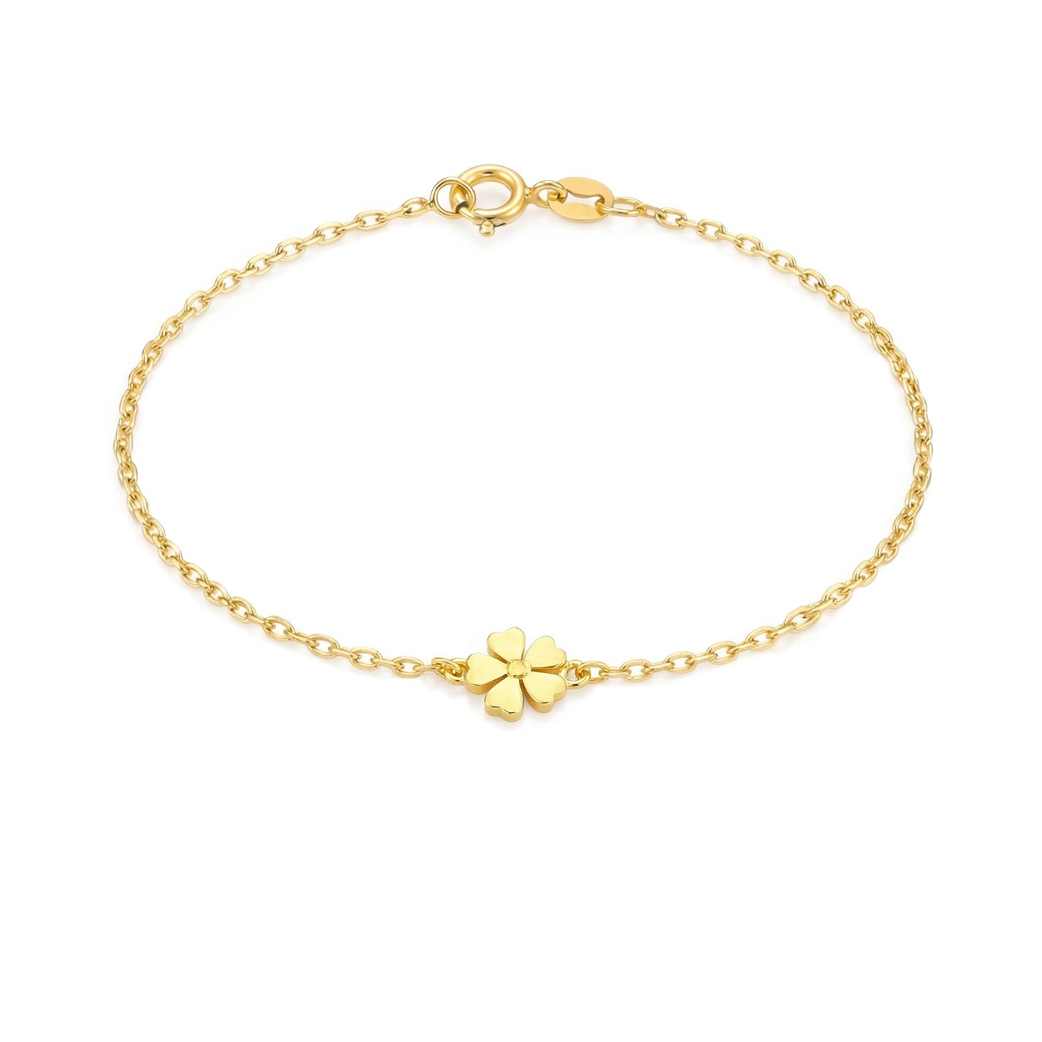 9K Yellow Gold Flower Bracelet 17-19cm