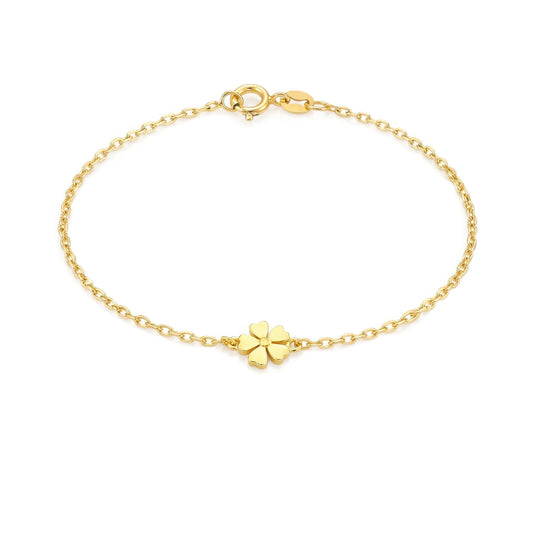 9K Yellow Gold Flower Bracelet 17-19cm