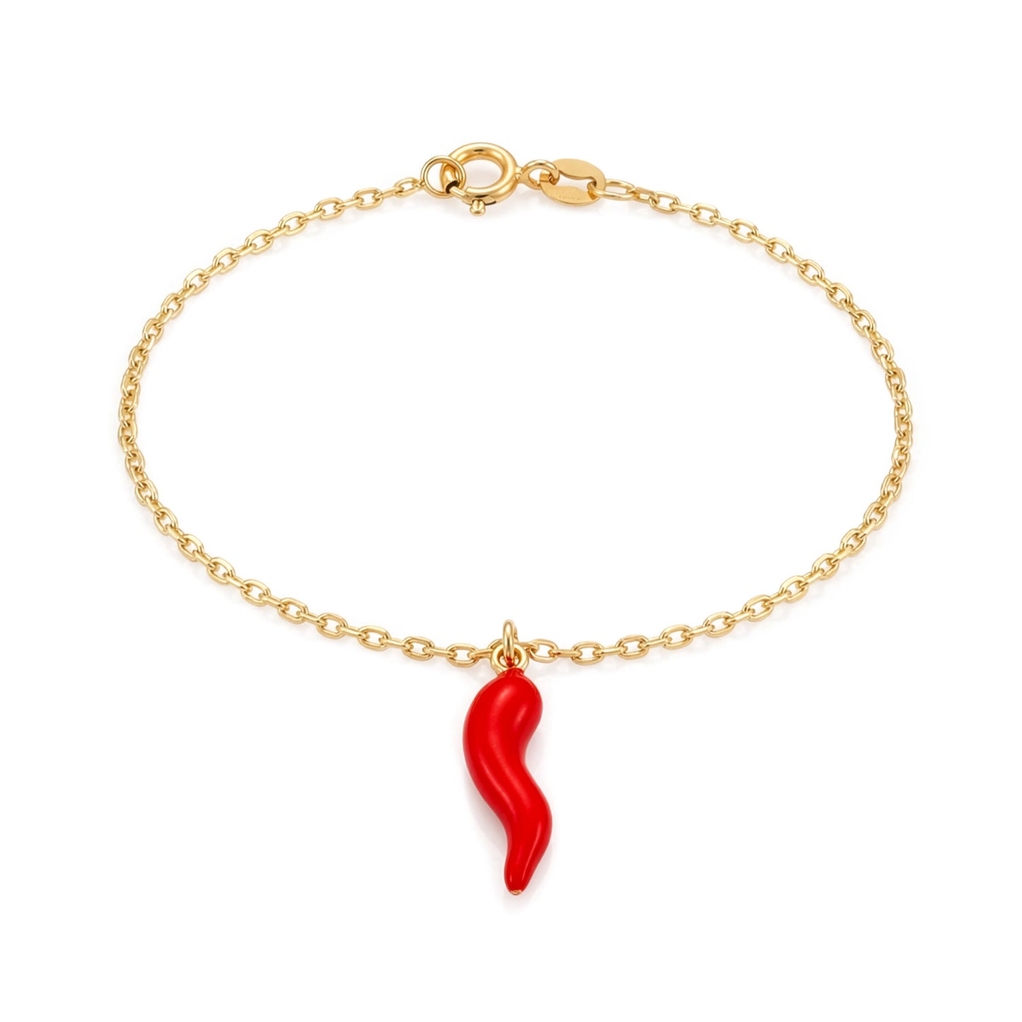9K Yellow Gold Red Horn Bracelet 17-19cm