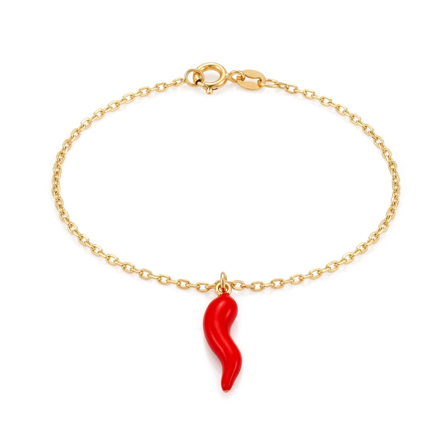 9K Yellow Gold Red Horn Bracelet 17-19cm