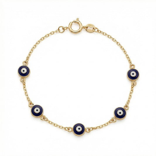 9K Yellow Gold Nazar Bracelet 19cm