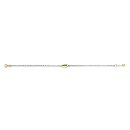9K Yellow Gold Malachite Bracelet 17-19cm