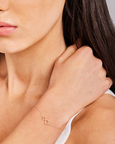 9K Yellow Gold Petite Hearts Bracelet 17-19cm