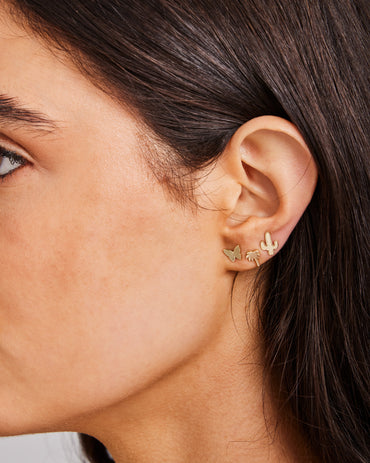 9K Yellow Gold Cactus Stud Earrings