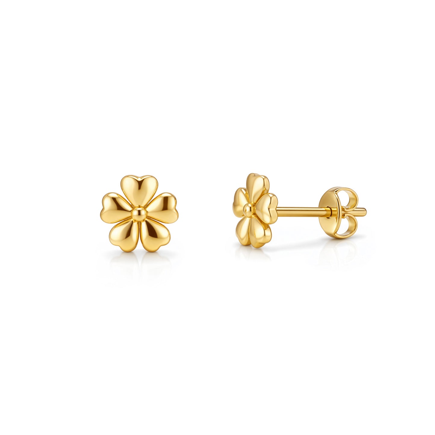 9K Yellow Gold Flower Stud Earrings