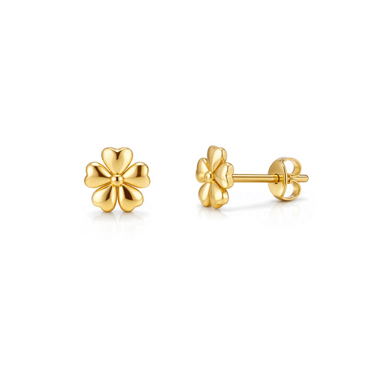 9K Yellow Gold Flower Stud Earrings