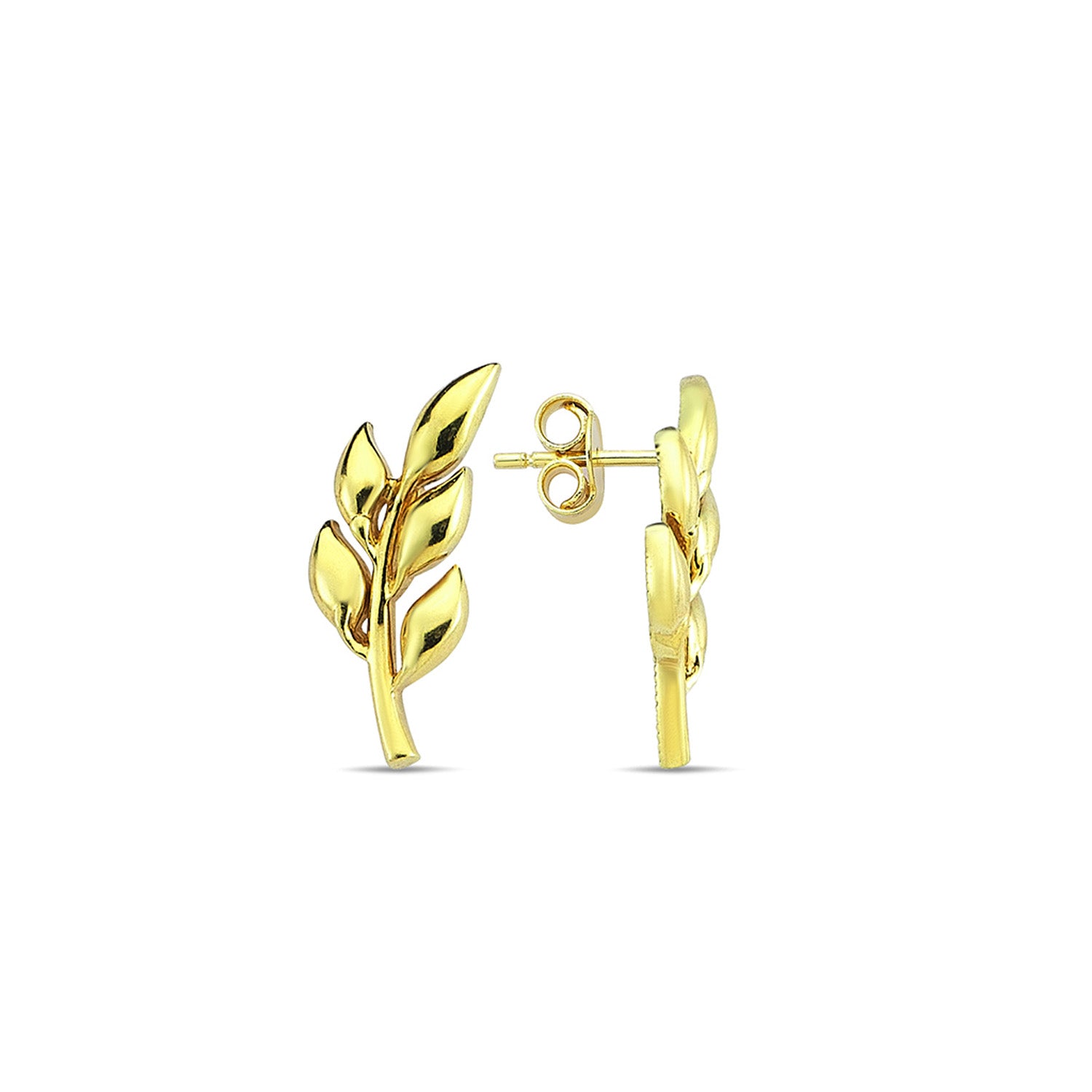 9K Yellow Gold Nature Stud Climber Earrings