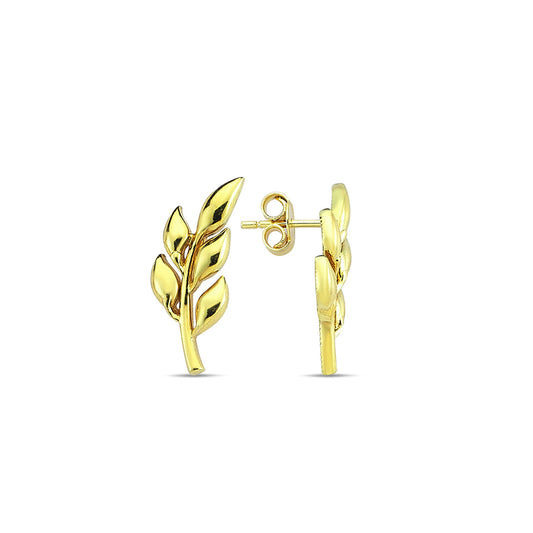 9K Yellow Gold Nature Stud Climber Earrings