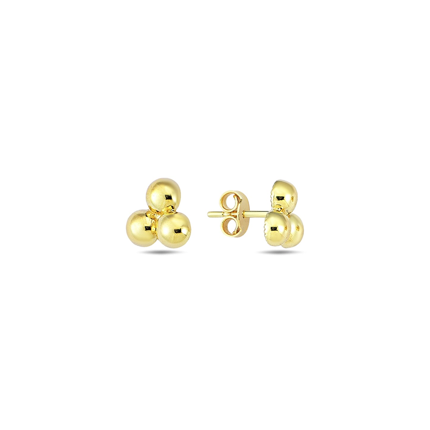 9K Yellow Gold Triangle Bead Stud Earrings