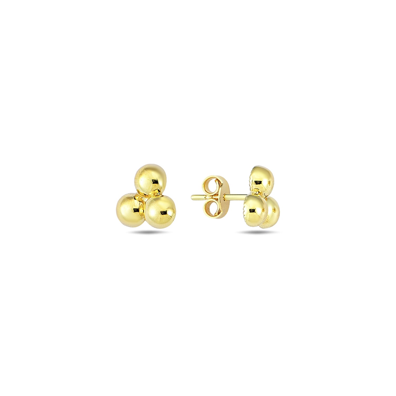 9K Yellow Gold Triangle Bead Stud Earrings