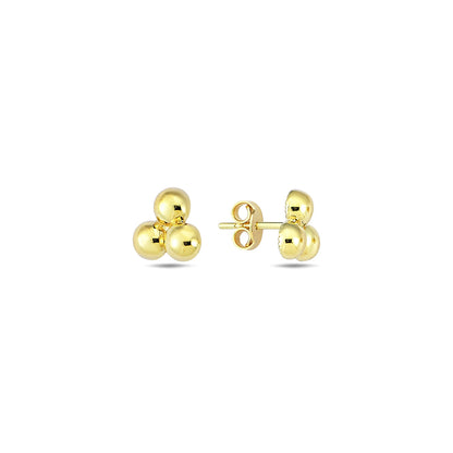 9K Yellow Gold Triangle Bead Stud Earrings