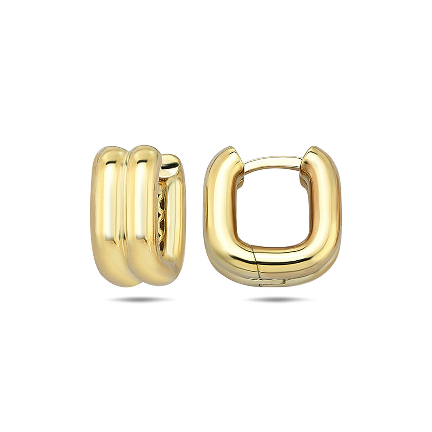9K Yellow Gold Double Row Creole Earrings